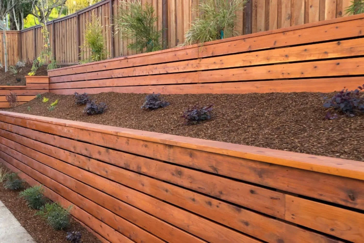 Completed timber retaining wall in Melbourne